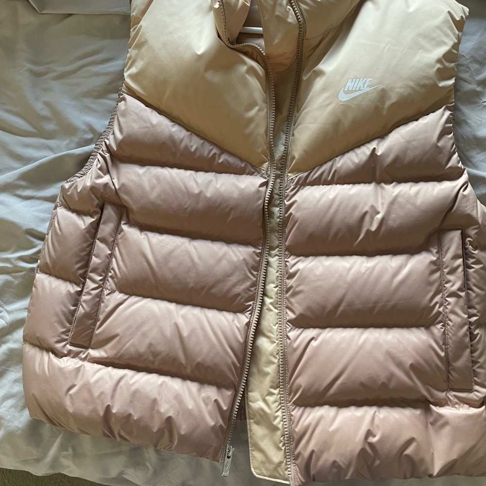 Nike Women's Puffer Vest - Beige and Pink